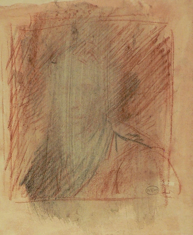 Recto: Self portrait sketch. V: composition studies. . . DRA/310.